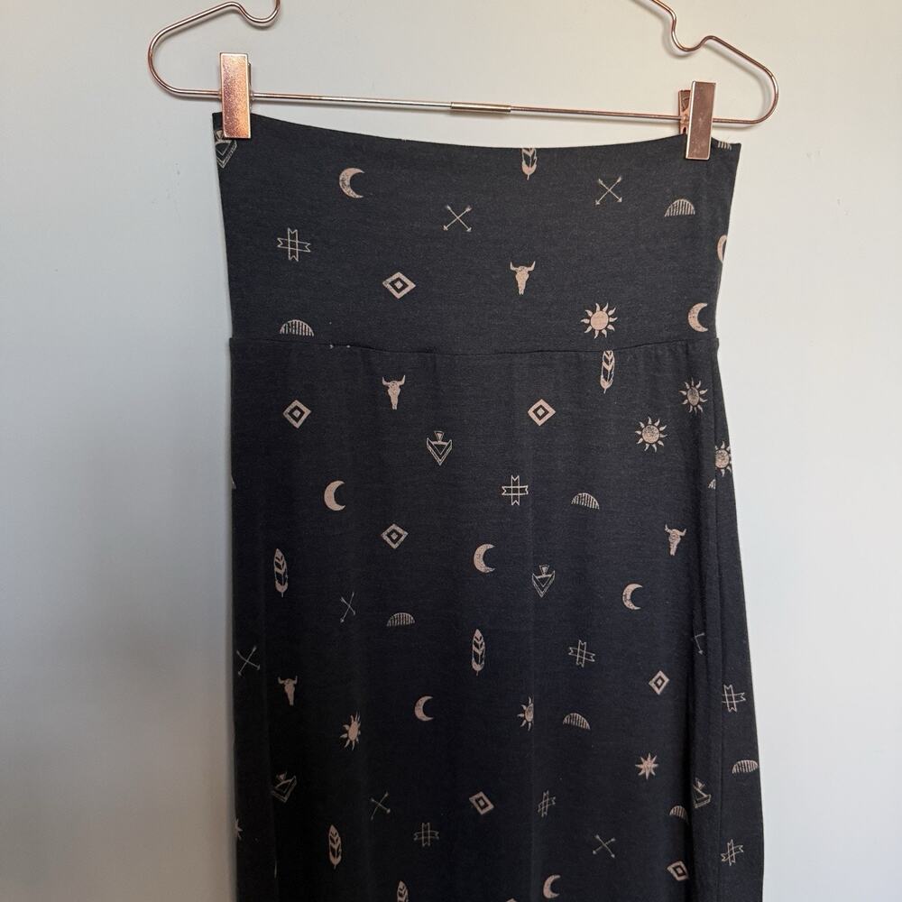 Womens Boho Celestial Tribal Maxi Skirt Small Elastic Waist Festival Coachella - Picture 3 of 6
